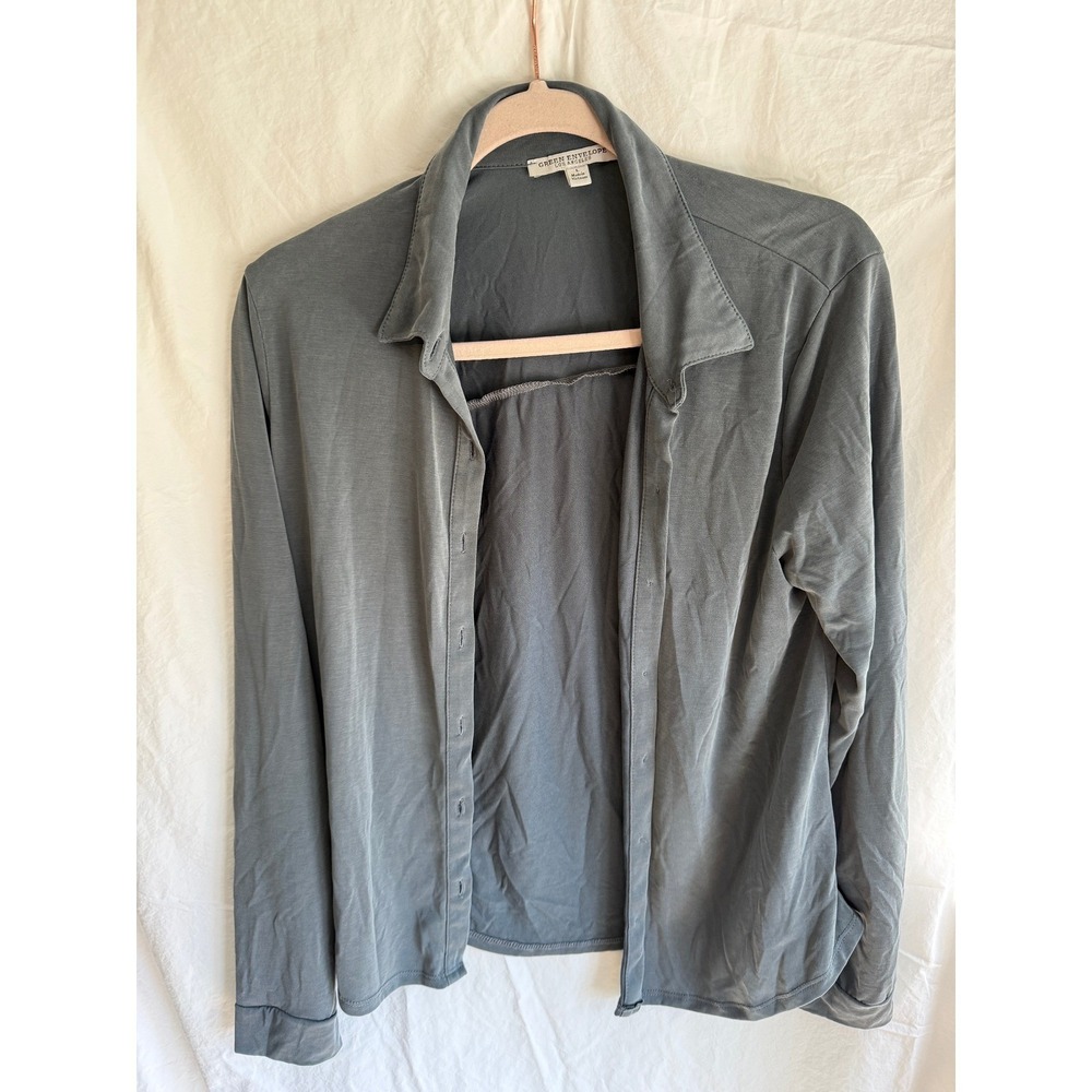 Green Envelope Los Angeles Womens Large Charcoal‎ Gray Button Down Jersey Shirt